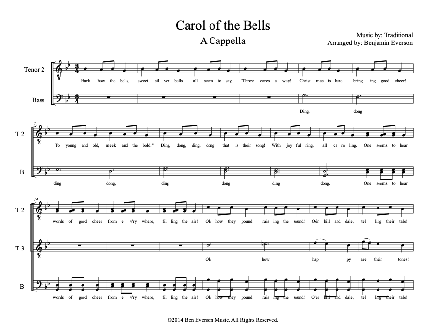 Carol of the Bells | A Cappella Studio Chart
