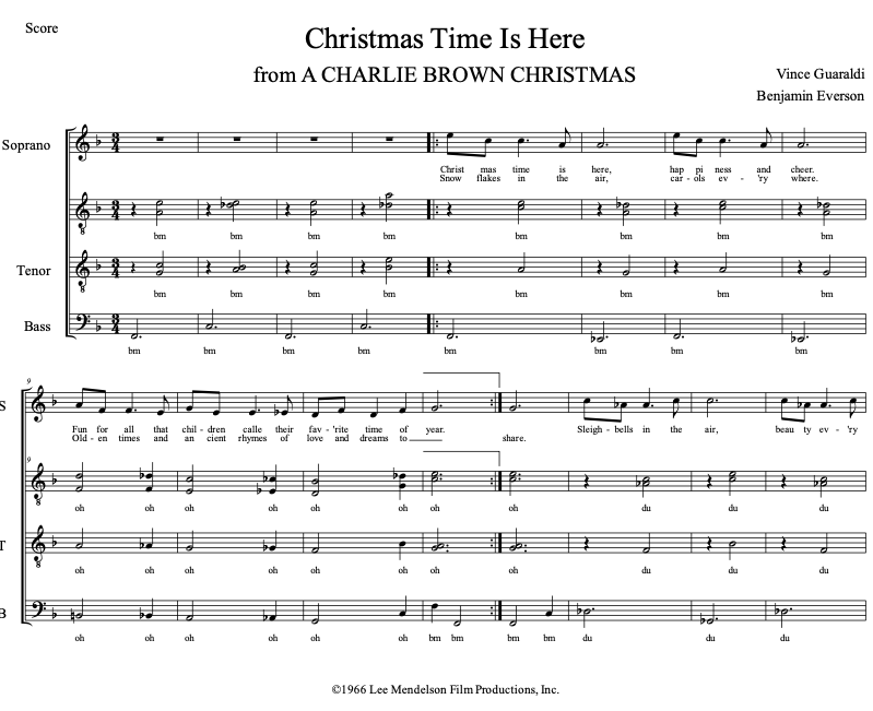 Christmas Time Is Here | A Cappella Studio Chart